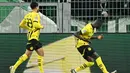 Dua gol Serhou Guirassy pada menit ke-40 (P) dan 66 semakin memperlebar keunggulan Borussia Dortmund. (INA FASSBENDER/AFP)