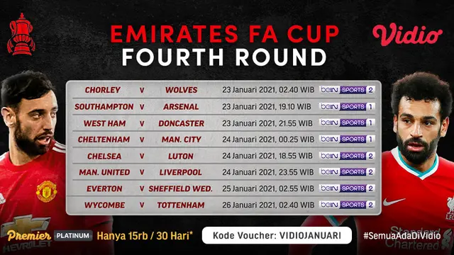 Jadwal Piala FA Musim 2020-2021 Putaran Keempat