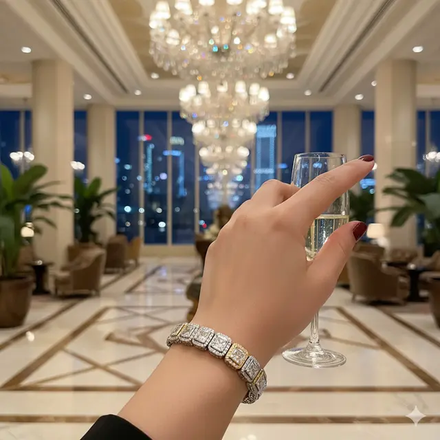 Gelang Emas Kombinasi Berlian