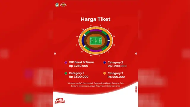 Seat Plan dan Harga Tiket Indonesia vs Argentina 19 Juni 2023 Telah