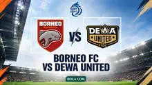 Borneo FC Vs Dewa United di BRI Super League. (Bola.com/Generated Chatgpt)