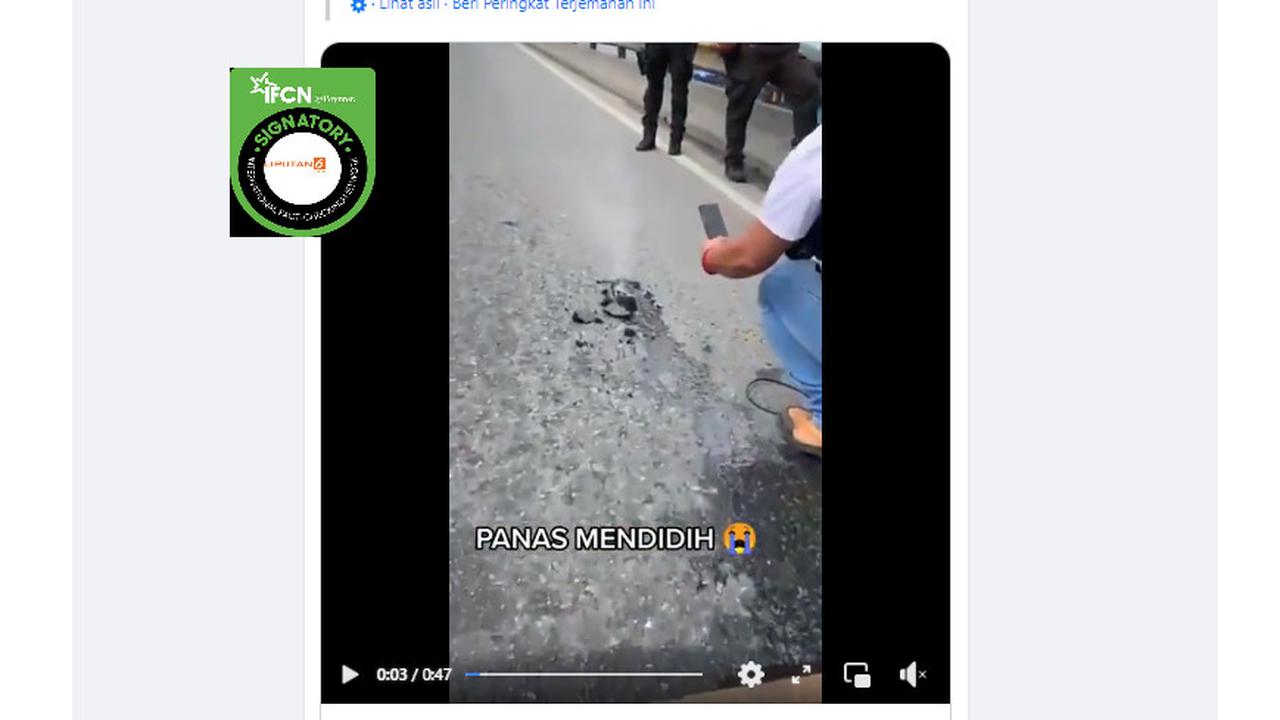 Tangkapan layar klaim video jalan di Indonesia mendidih akibat cuaca panas