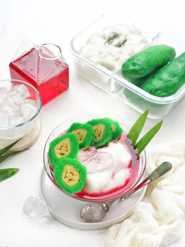 resep dan cara membuat es pisang ijo khas Makassar