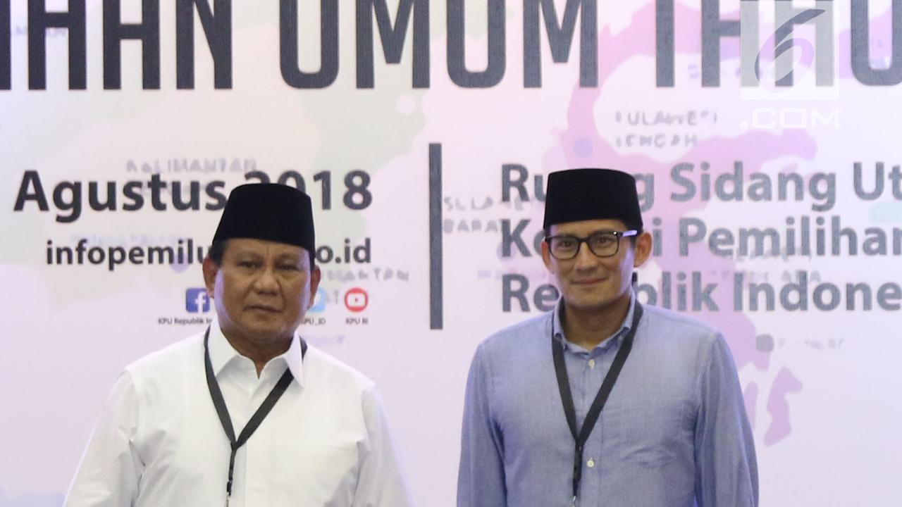 Prabowo dan Sandiaga Serahkan Berkas Pendaftaran Bakal Capres-Cawapres 2019