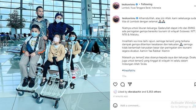 Teuku Wisnu - Shireen Sungkar (Foto: Instagram/@teukuwisnu)