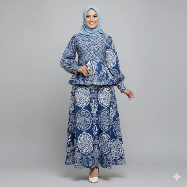 Gamis Batik Bishop Sleeve untuk Acara Formal. Gemini