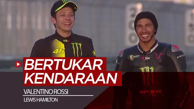 VIDEO: Bertukar Kendaraan, Valentino Rossi dan Lewis Hamilton Berpacu di Lintasan