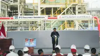 Menteri BUMN Erick Thohir&nbsp;mendampingi Presiden Jokowi meresmikan ekspansi PT. Smelting di Gresik, Jawa Timur, Kamis (14/12)