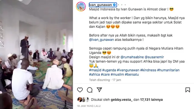 Ivan Gunawan Bagikan Perkembangan Pembangunan Masjid di Uganda, Sudah 80 Persen Rampung. (instagram.com/ivan_gunawan)
