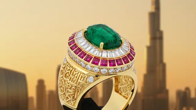 Cincin Emas Dubai Arabic Statement Ring