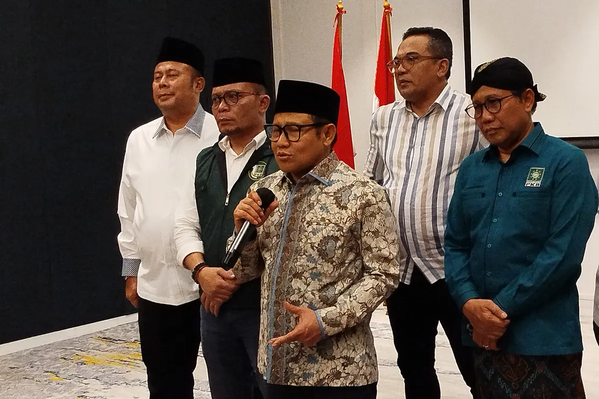 Ketua Umum Partai Kebangkitan Bangsa (PKB) Muhaimin Iskandar atau Cak Imin di acara "Ta'aruf Politik" Calon Kepala Daerah di Hotel Mercure Jakarta, Rabu (1/5/2024) (Liputan6/com/Ady Anugrahadi)