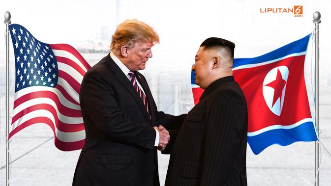 Banner Infografis Donald Trump dan Kim Jong-un Gagal Sepakat. (Liputan6.com/Triyasni)