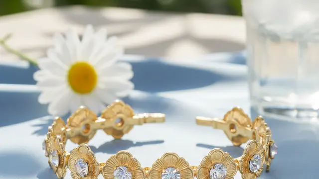Model Gelang Emas Berlapis Kristal (Foto: Gemini AI)