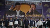 Ketum Partai NasDem Surya Paloh bersama Capres nomor urut 1 Anies Baswedan menghadiri kampanye akbar di Lapangan Tegal Lega, Bandung, Jawa Barat, Minggu 28 Januari 2024. (Foto: Tim Media AMIN)