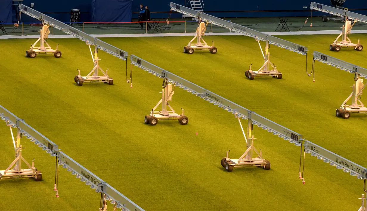 Pemandangan lapangan Stadion Saint Petersburg di Rusia, Selasa (4/2/2020). UEFA memberikan bintang empat untuk Stadion Saint Petersburg. (Olga MALTSEVA/AFP)