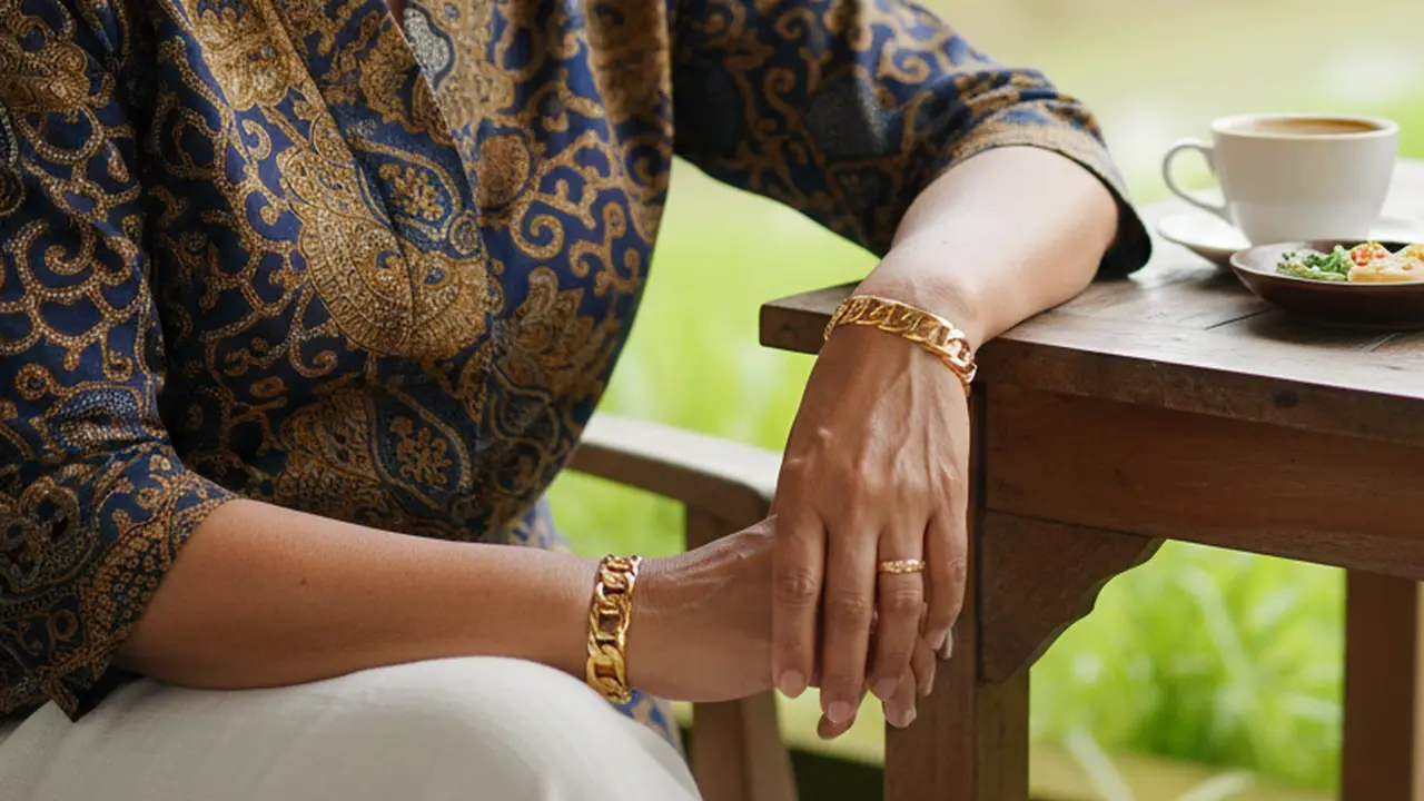 Model Gelang Emas Rantai Klasik untuk Usia 50 Tahun ke Atas (Foto: Gemini AI)