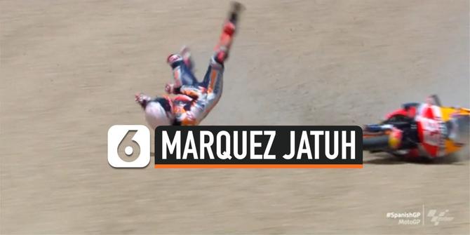 VIDEO: Detik-Detik Marc Marquez Terjatuh di MotoGP Spanyol