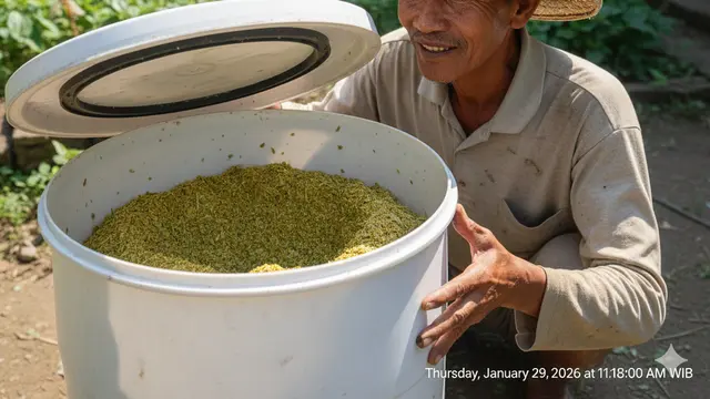 Cara Buat Pakan Kambing Fermentasi dari Daun Liar Pekarangan. AI