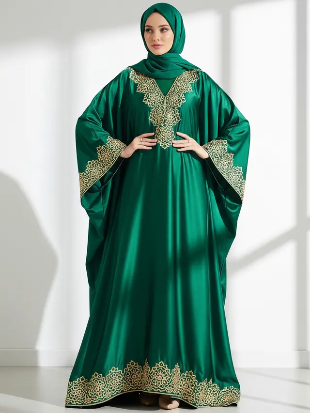 Model Long Dress Muslim Satin Silk yang Lagi Tren Tahun Ini (Gemini AI)