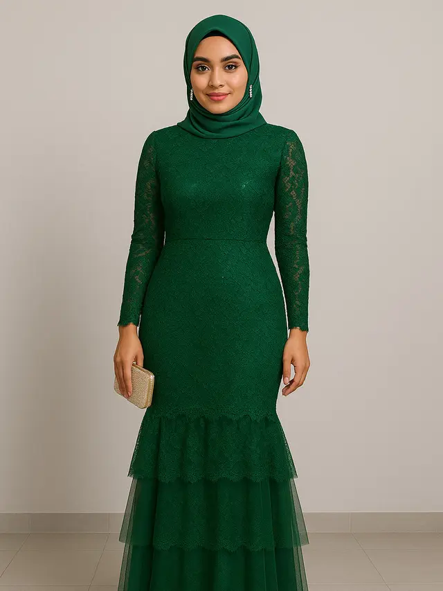Model Gamis Brokat Kombinasi Tile (Foto: ChatGPT)