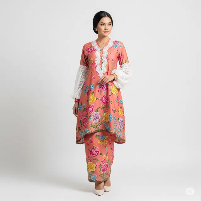 Model Batik Brokat Lengan Balon yang Memukau dan Elegan