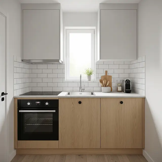 Dapur Minimalis 2x2 Meter Rumah Type 36 dengan Kombinasi Wood & White