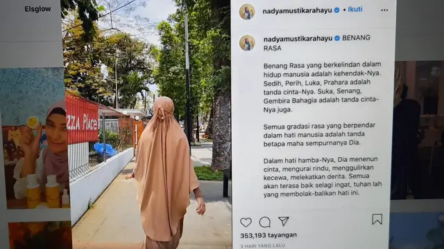 Unggahan Nadya Mustika Rahayu. (Foto: Instagram @nadyamustikarahayu)