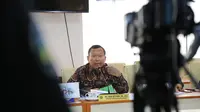 Direktur Jenderal Perhubungan Darat, Budi Setiyadi saat menggelar konferensi pers pada Selasa (10/3) di Kementerian Perhubungan.