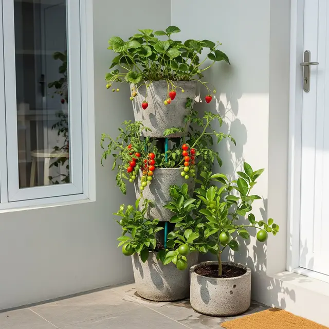 Desain Kebun Buah Tabulampot untuk Rumah Type 27 (Image by Gemini AI)