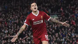 1. Philippe Coutinho - Philippe Coutinho menjadi pemain termahal yang pernah dijual Liverpool pada era Jurgen Klopp. Coutinho dilepas Liverpool ke Barcelona pada bursa transfer tahun 2018 dengan mahar mencapai 145 juta euro. (AFP/PAUL ELLIS)