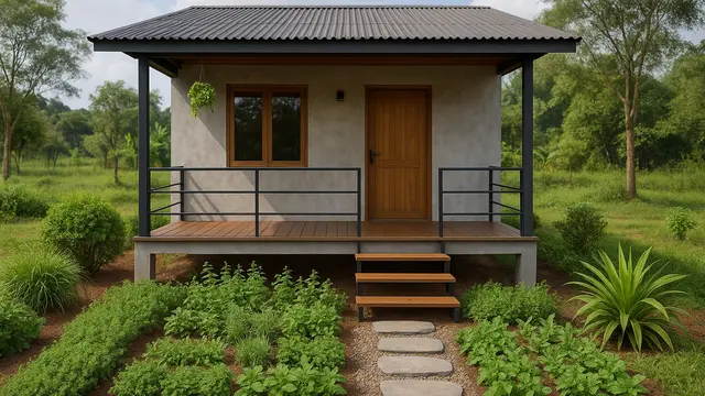 8 Gambar Rumah Minimalis di Desa dengan Teras dan Taman Mini yang Sejuk, Cantik dan Bikin Betah