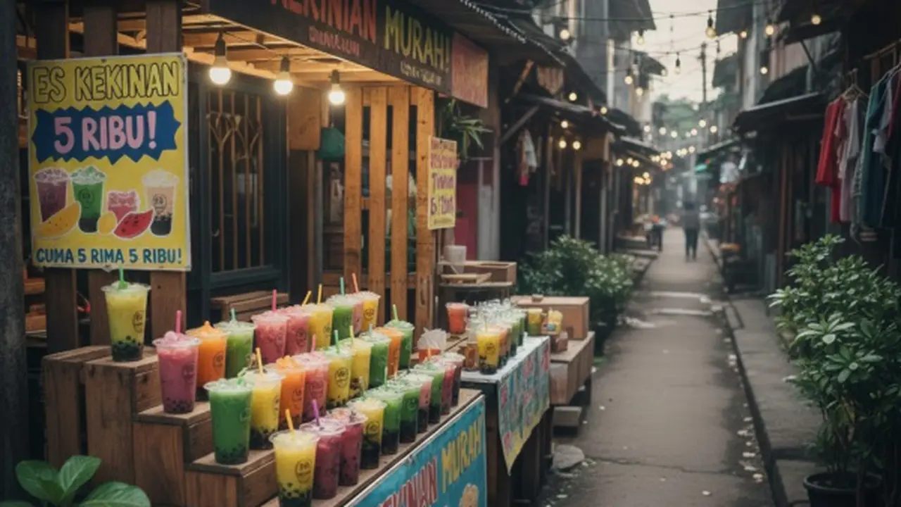 Ilustrasi Jualan Minuman Kekinian/Gemini AI