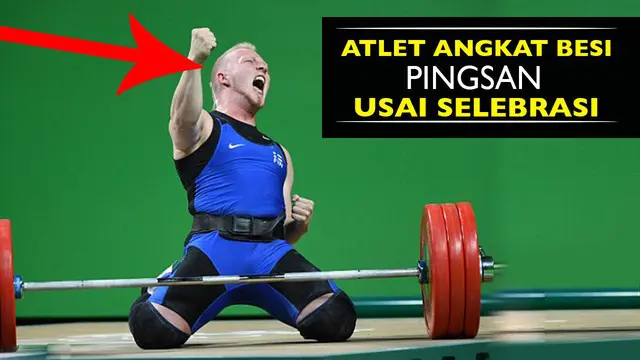 Video Milko Olavi Tokola atlet angkat besi asal Finlandia pingsan saat selebrasi karena berhasil mengangkat 175 kg, Sabtu (13/8/2016).