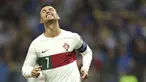 Reaksi penyerang Portugal Cristiano Ronaldo saat melawan tuan rumah  Bosnia-Herzegovina pada lanjutan Grup J Kualifikasi Euro 2024 di Stadion Bilino Polje, Selasa (17/10/2023) WIB. (AP Photo/Armin Durgut)