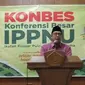 Menteri Agama, Lukman Hakim saat membuka Konferensi Besar Pelajar Putri Bersinergi Kawal Deradikalisasi di Asrama Haji Yogyakarta. Foto: (Switzy/Liputan6.com)