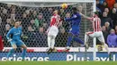 Pemain Everton, Romelu Lukaku(2 kanan) ipada lanjutan Liga Premier Inggris pekan ke-25 di Britania Stadium, Sabtu (6/2/2016). Everton menang atas tuan rumah Stoke City 3-0.  (Reuters/Ed Sykes)