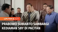 Unggul versi hitung cepat, Calon Presiden Prabowo Subianto menyambangi Presiden ke-6, Susilo Bambang Yudhoyono di Pacitan, Jawa Timur. Dalam pertemuan itu, Prabowo berterima kasih atas dukungan SBY dan keluarga besar Partai Demokrat.