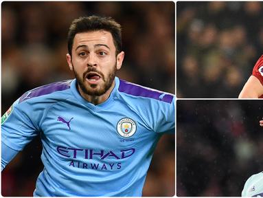 Bernardo Silva menjadi salah satu pemain yang memiliki kemampuan luar biasa dan mampu bermain di berbagai posisi di skuat Manchester City. Selain Silva ada beberapa pemain yang mampu memainkan banyak posisi. Berikut Benardo Silva dan 5 pemain serbabisa terbaik. (kolase foto AFP)