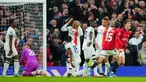 Pemain Manchester United Victor Lindelof (kanan) melakukan selebrasi usai mencetak gol ke gawang Luton Town pada pertandingan sepak bola Liga Inggris di Stadion Old Trafford, Manchester, Inggris, Sabtu (11/11/2023). (AP Photo/Jon Super)
