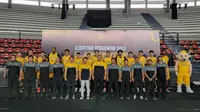 Kesatria Bengawan Solo menggelar peluncuran tim sekaligus memperkenalkan seluruh amunisinya yang akan berjuang di Indonesian Basketball League (IBL) 2026 di GOR Sritex Arena, Solo, Jumat (9/1/2026). (Bola.com/Radifa Arsa)