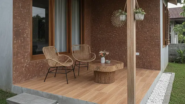 Desain Teras Rumah Rustic Kecil Tapi Hangat