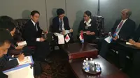 Menlu Retno bertemu Menlu Jepang Fumio Kishida di sela-sela Sidang Umum PBB (Foto:Twitter Portal_Kemlu