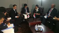 Menlu Retno bertemu Menlu Jepang Fumio Kishida di sela-sela Sidang Umum PBB (Foto:Twitter Portal_Kemlu