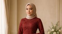 Model Gamis Brokat Burgundy (AI)