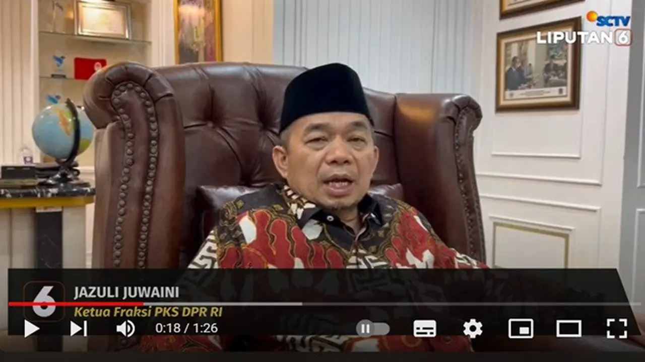 Ketua Fraksi Partai Keadilan Sejahtera (PKS) DPR RI, Jazuli Juwaini. (YouTube Liputan6)