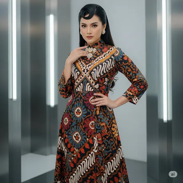 Model Dress Batik Panjang Terbaru. Foto: Gemini