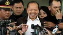 Saat ditanya soal hal yang ia ketahui mengenai dugaan pemerasan yang dilakukan Jero, Sutan mengatakan tidak tahu, Jakarta, Rabu (17/9/2014) (Liputan6.com/Faisal R Syam)