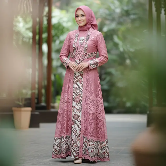 9 Model Gamis Batik Dusty Pink Brokat, Inspirasi Busana Ramadan 2026