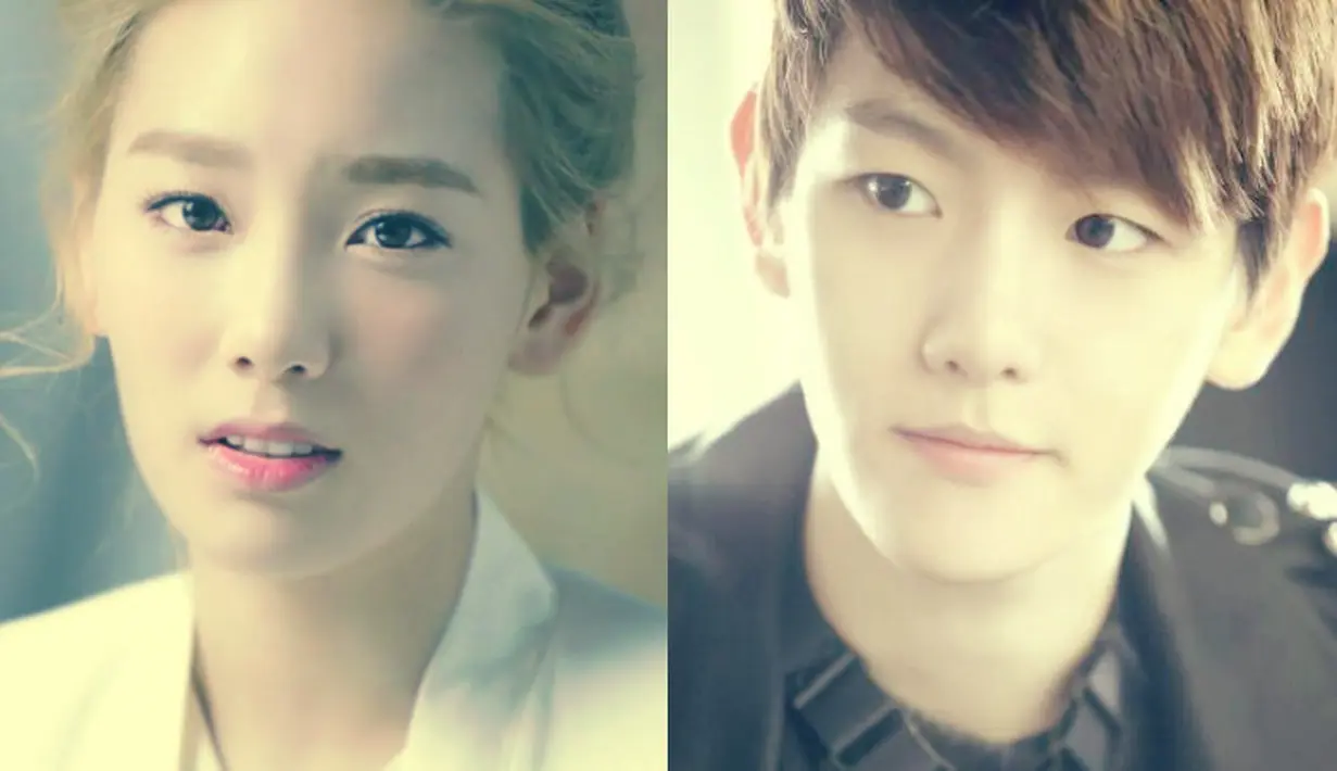 Lantaran sibuk dan fokus dengan karier, Baekhyun EXO dan Taeyeon SNSD pun memutuskan untuk mengakhiri hubungan asmaranya. (Foto: Soompi.com)