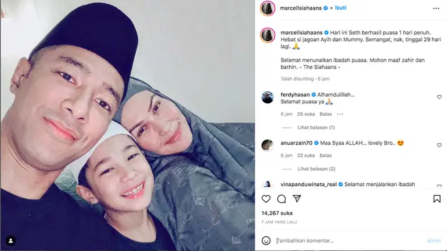 Marcell Siahaan Bangga Putra Bungsunya Mampu Puasa Satu Hari Penuh di Hari Pertama Ramadhan